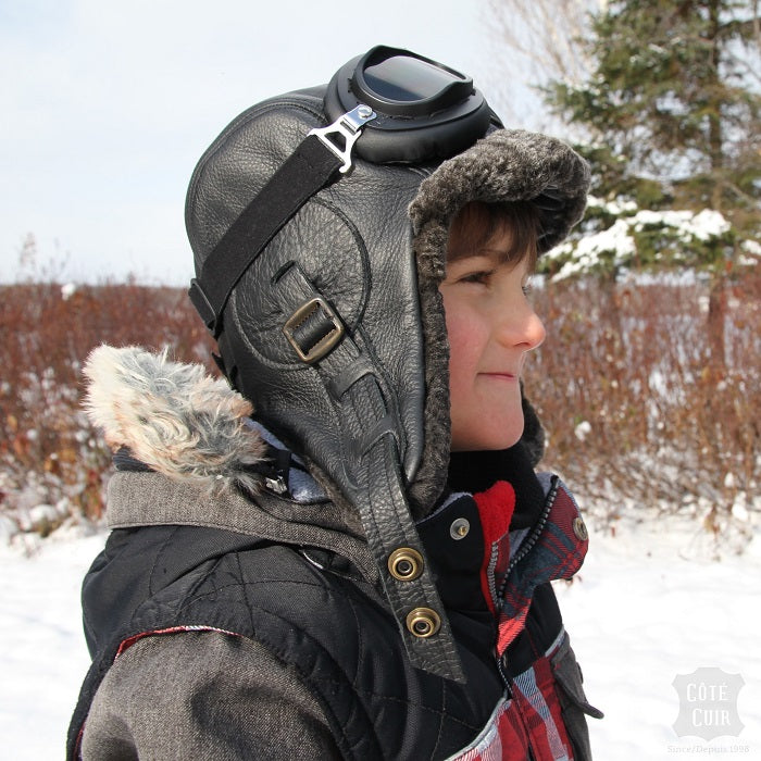 Kids sheepskin aviator hat