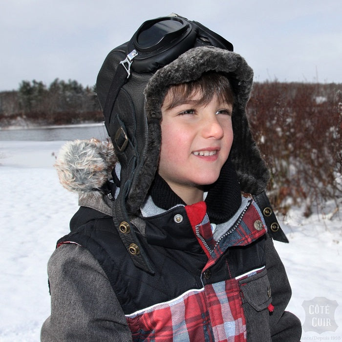 childrens sheepskin aviator hat