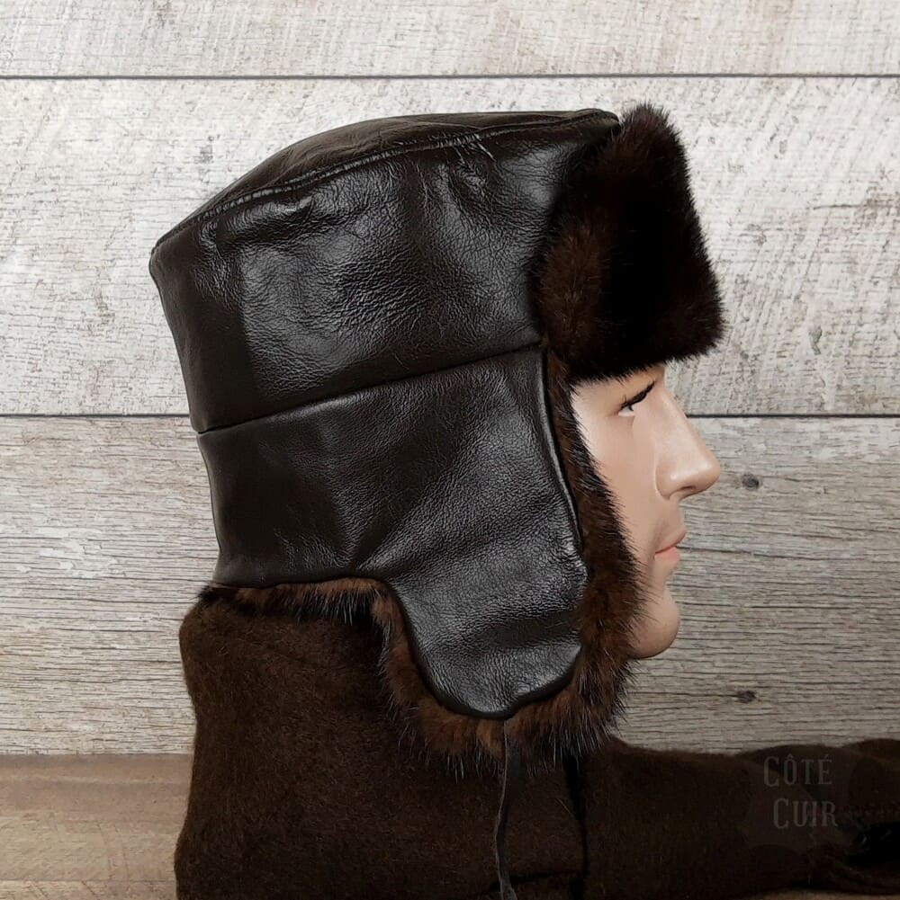 Leather ushanka
