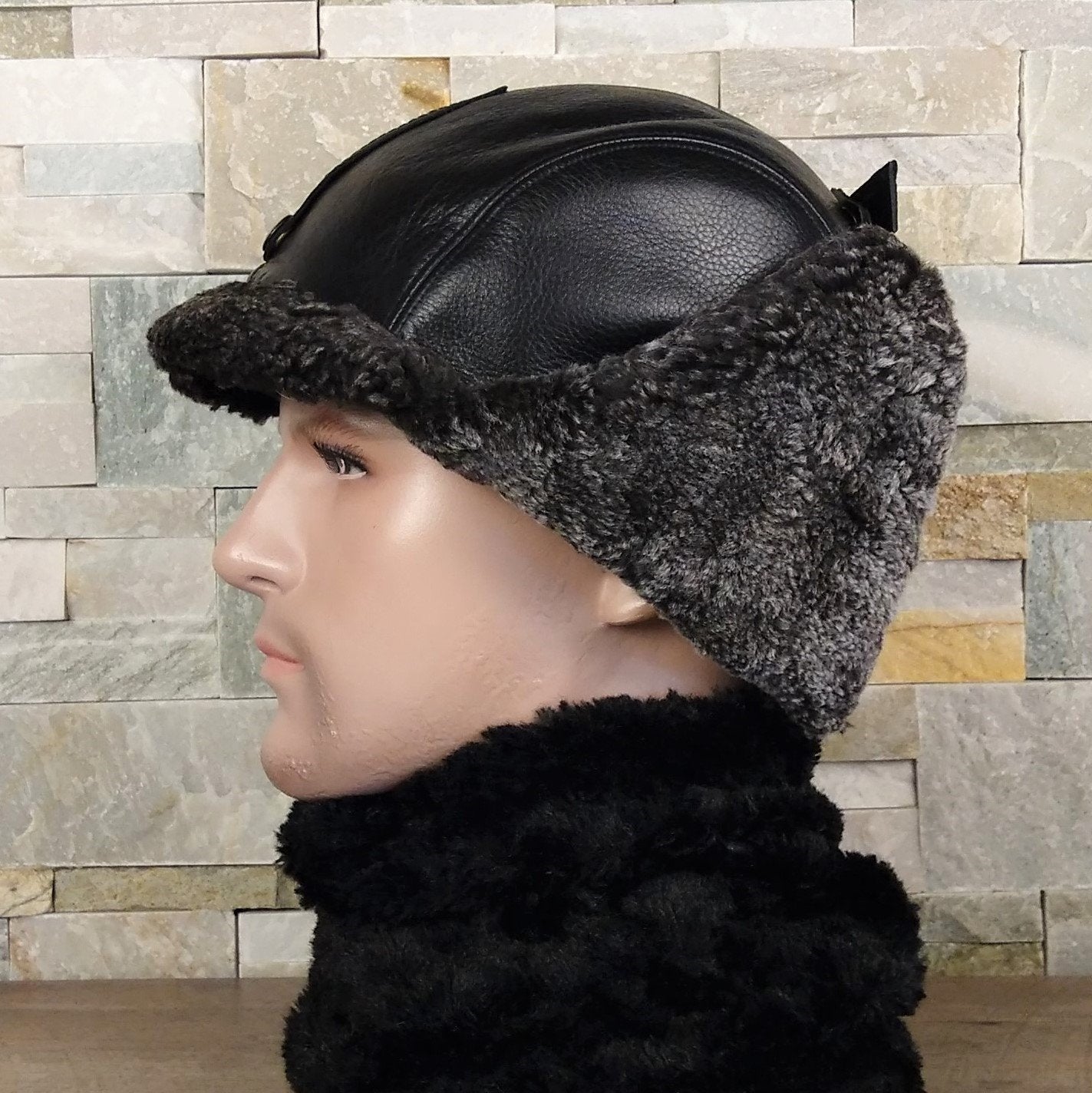 Shearling cap for men
