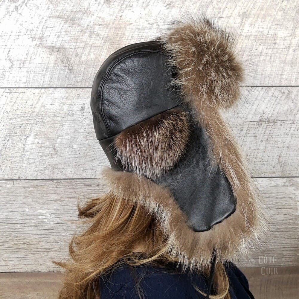 Ushanka leather hat