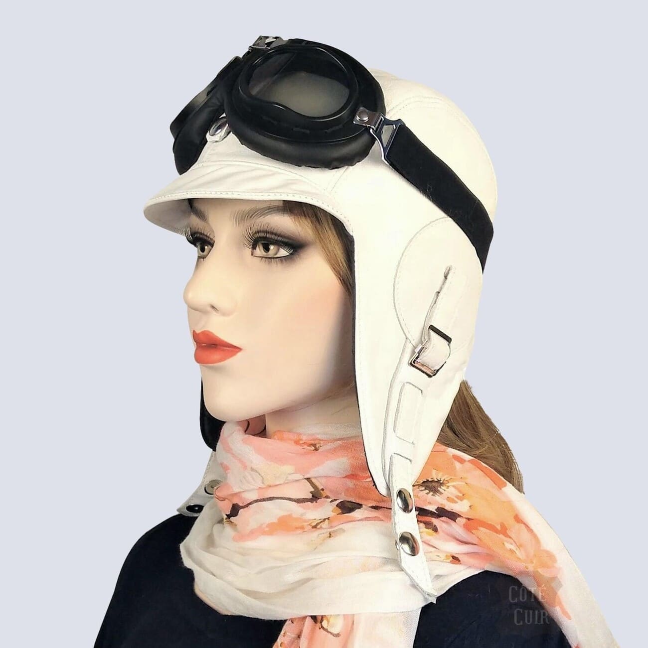 white aviator pilot hat