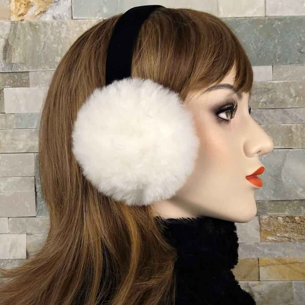 White shearling earmuffs