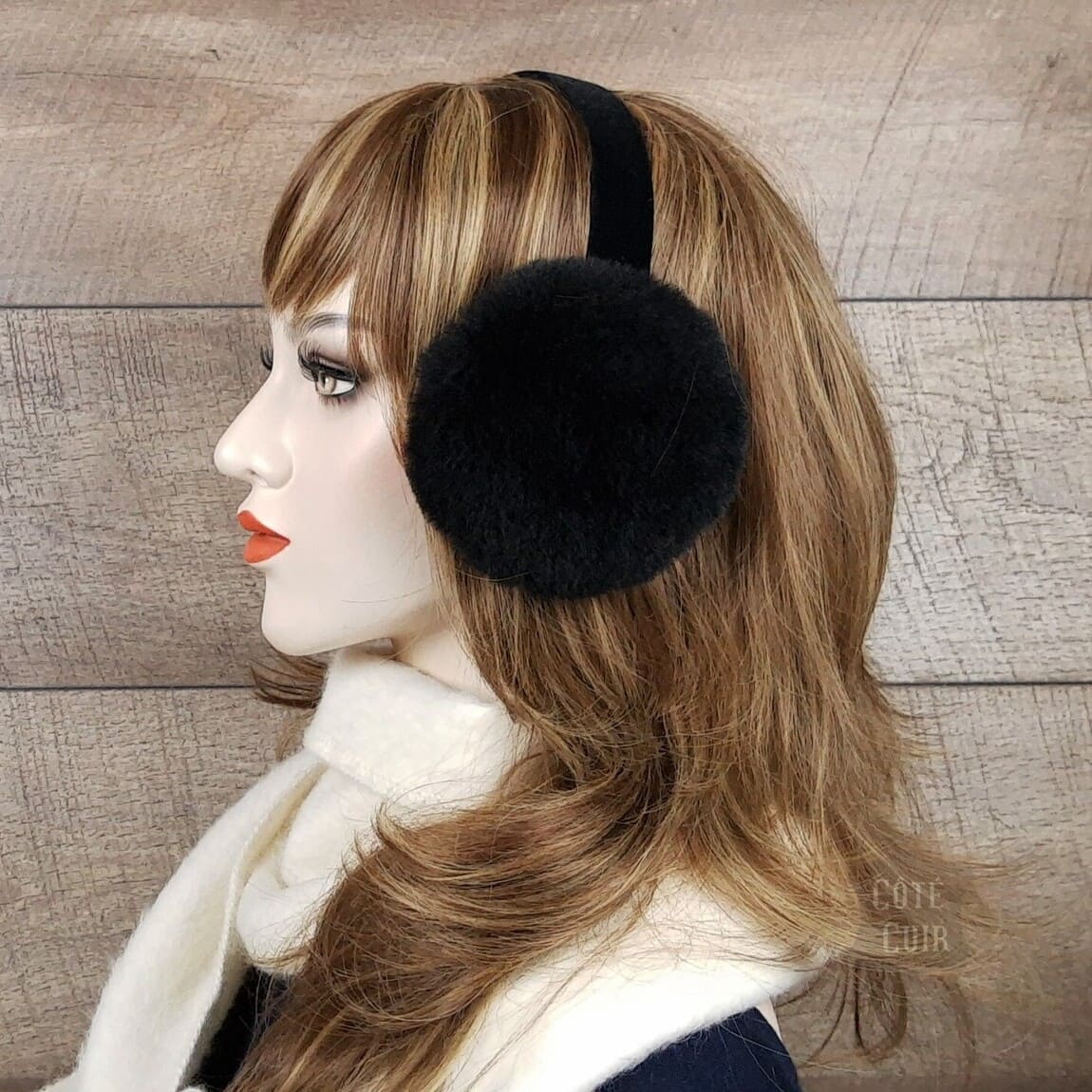 Womens black fur earmuffs
