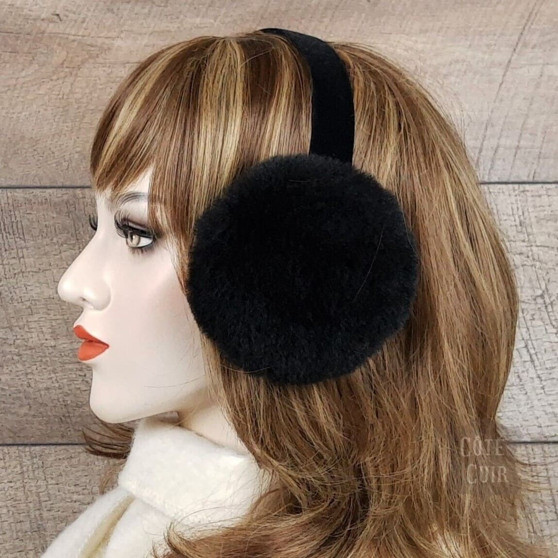 womens black fur earmuffs