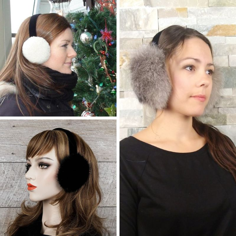 – and Fur Women Headband For Cote Leather Earmuffs, Accessories Cuir
