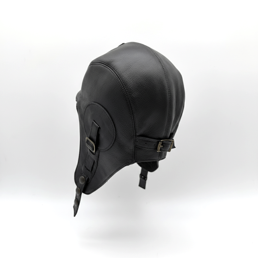 Black Leather Aviator Hat - Simon Model