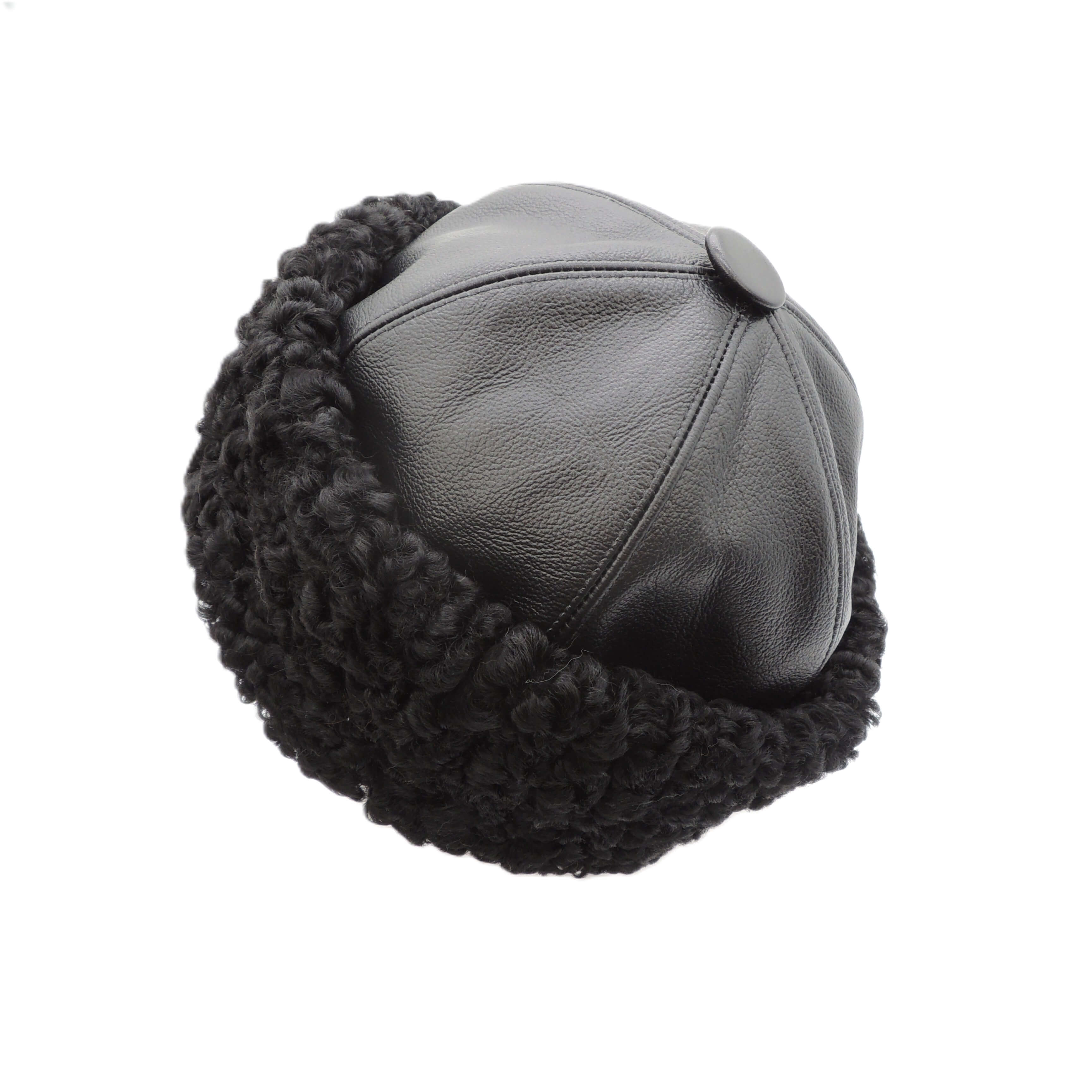 Black Leather and Recycled Mink Cloche Hat – Vintage 1920s Style
