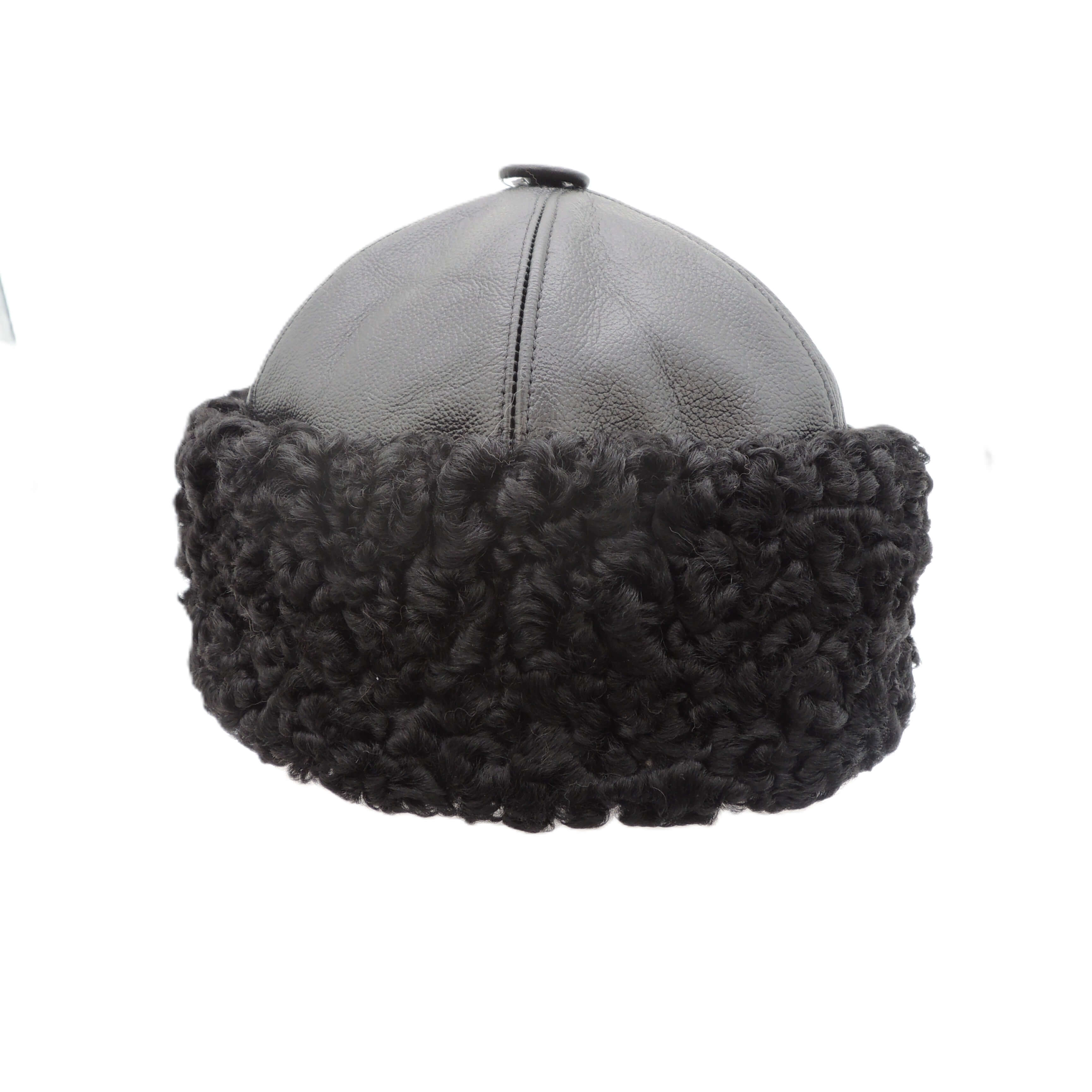 Black Leather and Recycled Mink Cloche Hat – Vintage 1920s Style