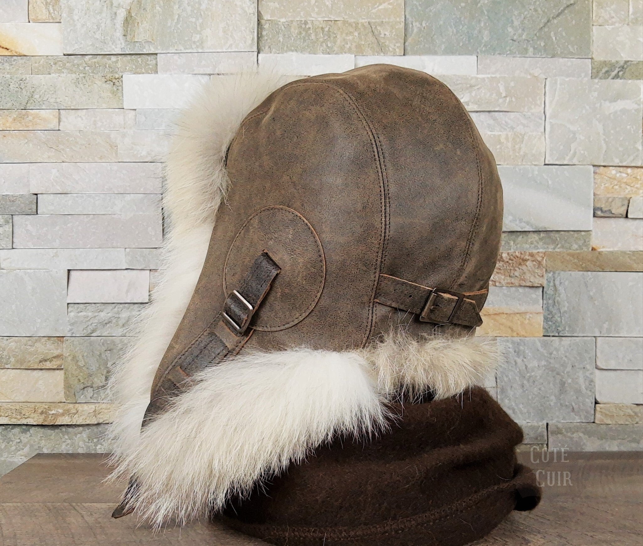 coyote fur aviator hat