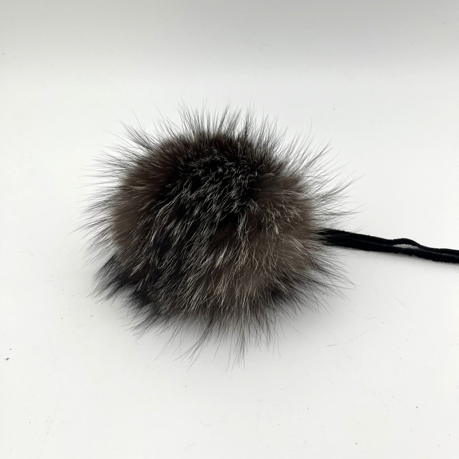 Cristal Fox Fur Pom-Pom — Leather Tie Strap (Handmade in Quebec)