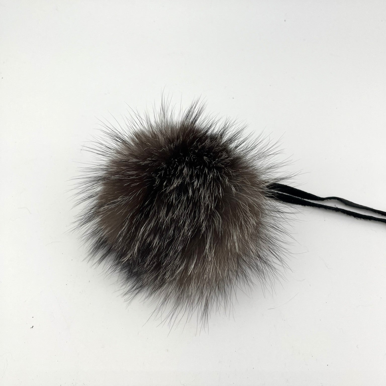 Cristal Fox Fur Pom-Pom — Leather Tie Strap (Handmade in Quebec)