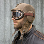 leather aviator cap and goggles