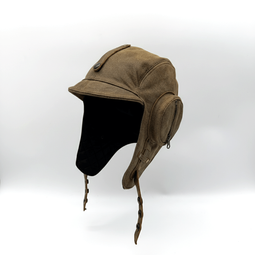 Antique Brown Leather Aviator Helmet - William Model