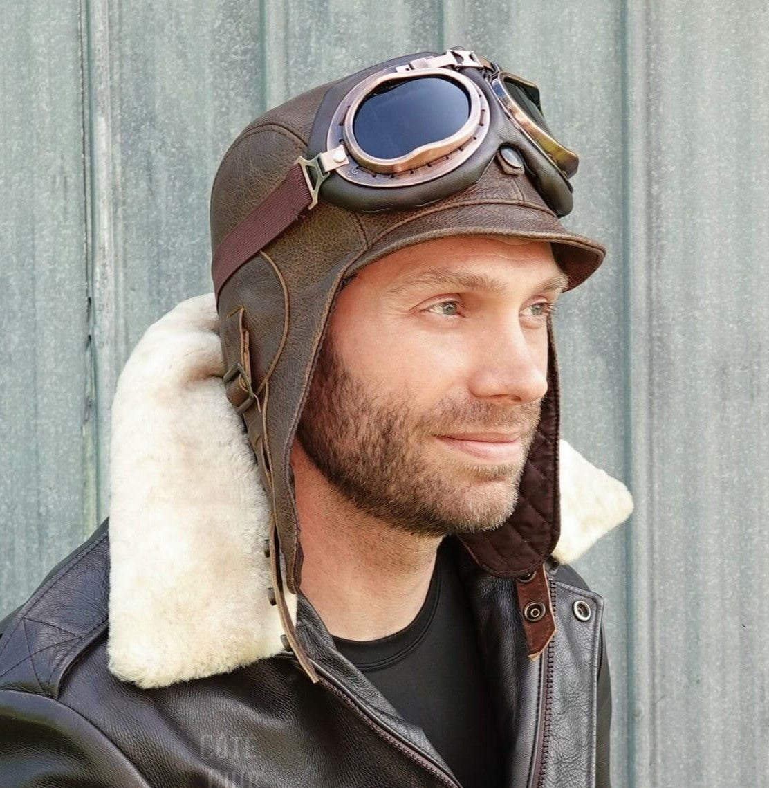 Brown Aviator Hat Real Chestnut Leather Aviator Cap Cote Cuir Leather brown-aviator-hat-real-chestnut-leather-aviator-cap-cote-cuir-leather