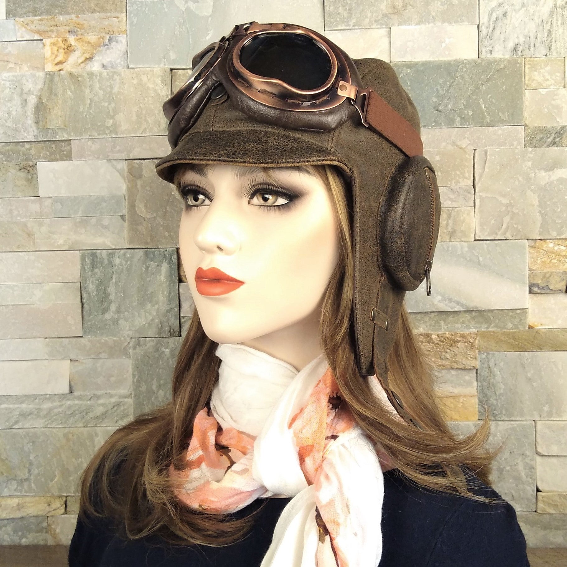 Flight Helmet Aviator Helmet And Goggles Aircraft Leather Flight