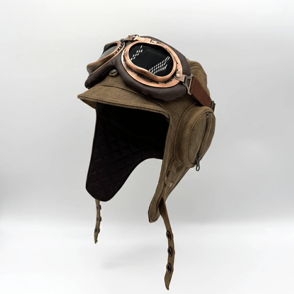 Antique Brown Leather Aviator Helmet - William Model