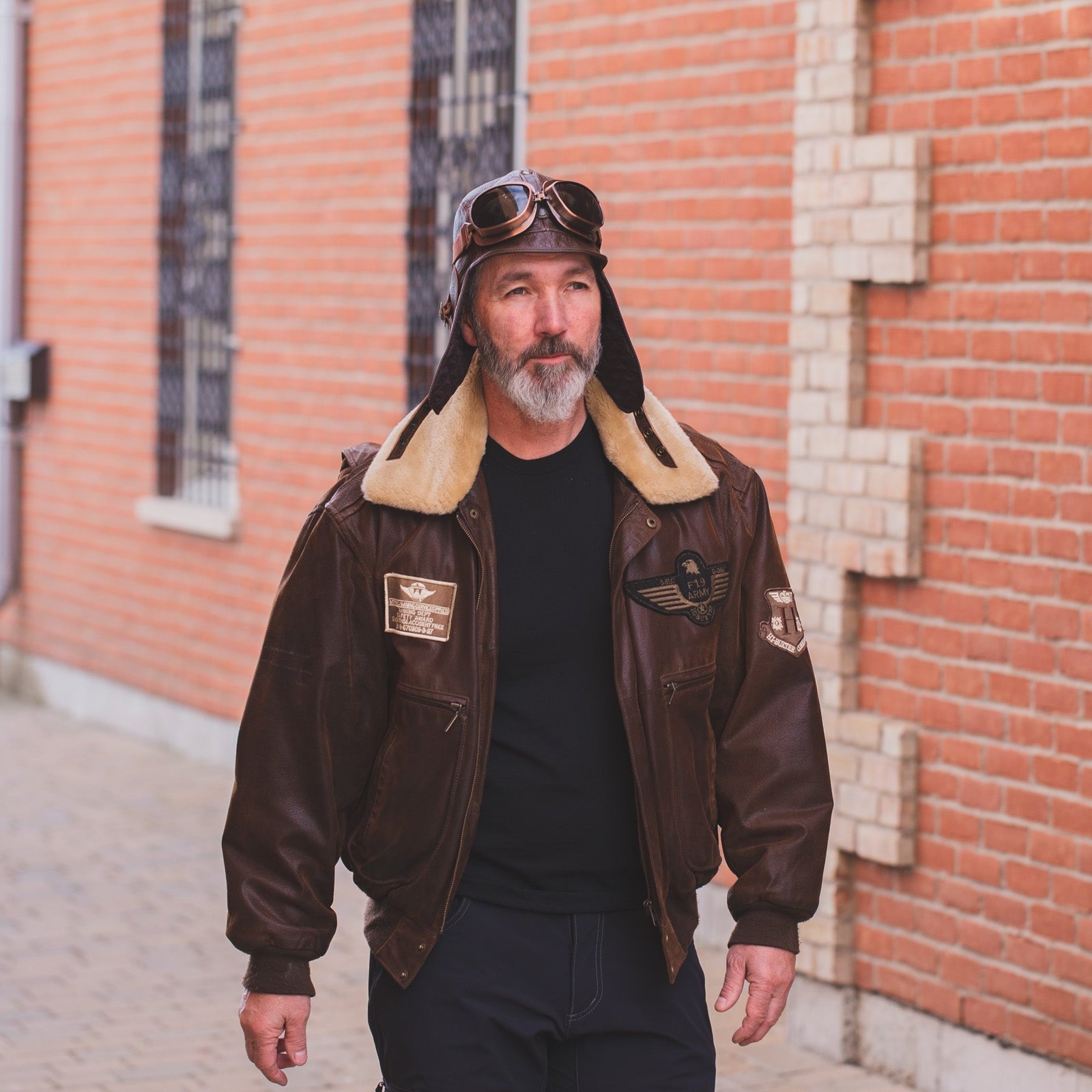 Chapeau aviateur en cuir marron - Modèle Simon