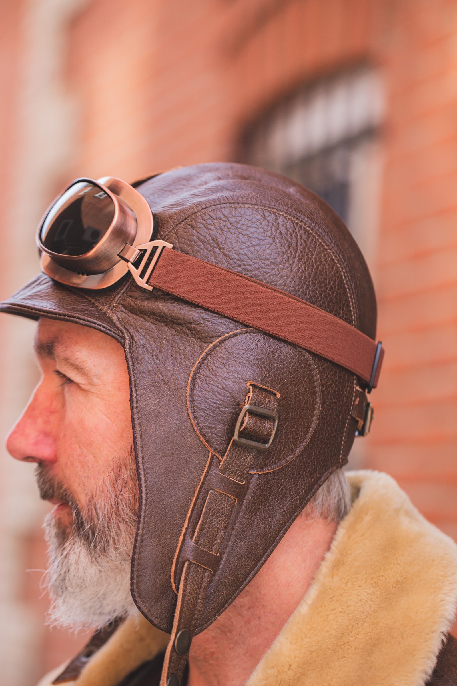 Chapeau aviateur en cuir marron - Modèle Simon