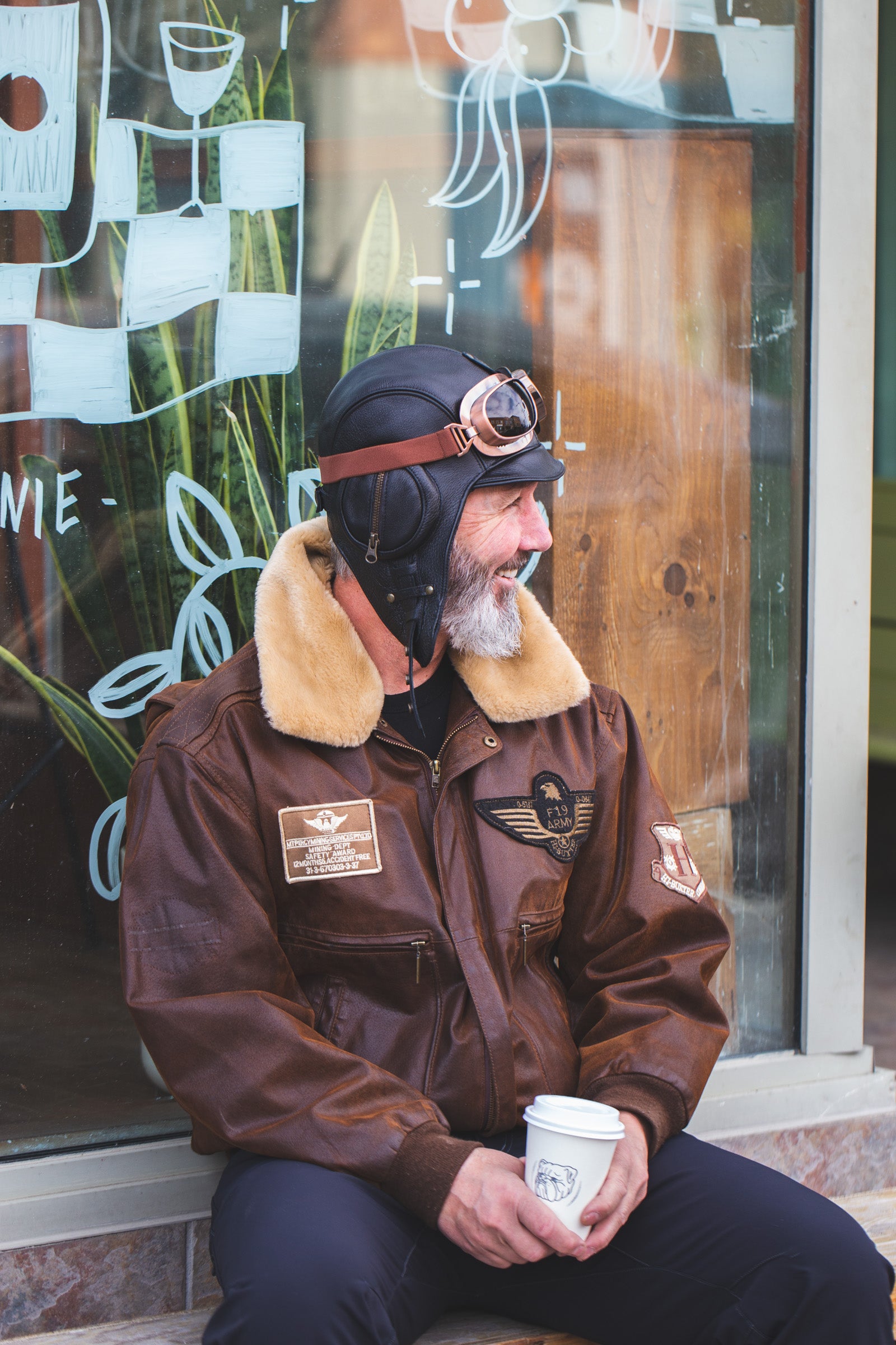 Casque d'aviateur en cuir noir - Modèle William