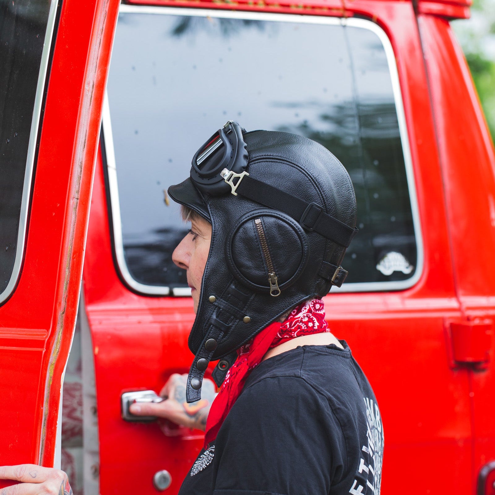 Chapeau aviateur en cuir noir - Modèle William