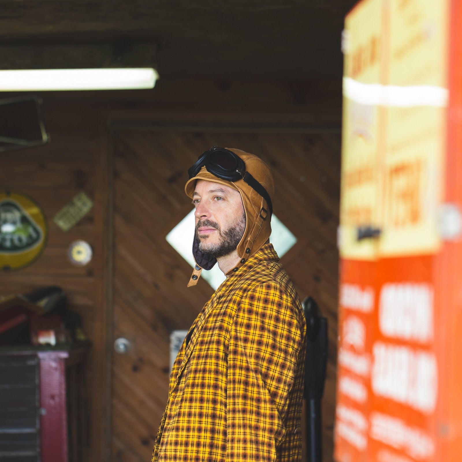 Tan Leather Aviator Hat - Simon Model