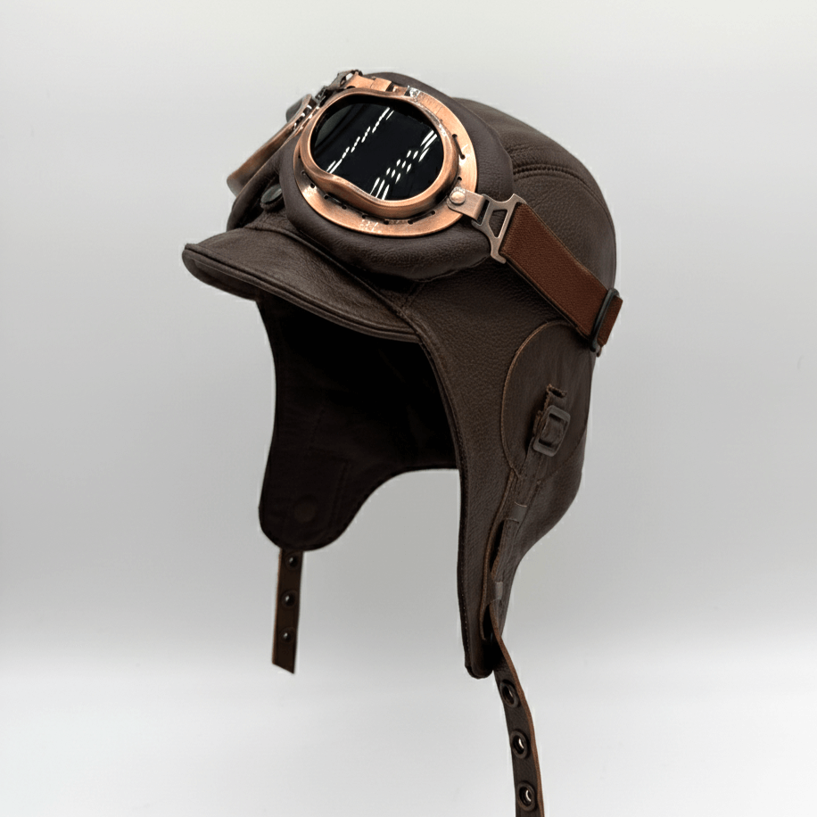 Chestnut Brown Leather Aviator Hat - Cote Cuir display picture 1