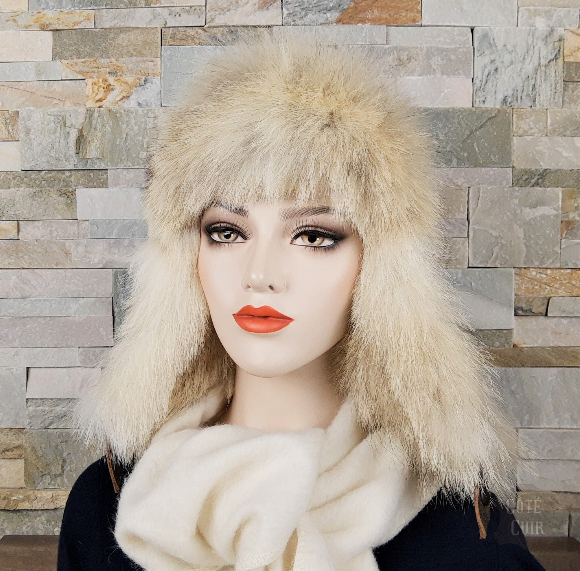 coyote fur aviator hat