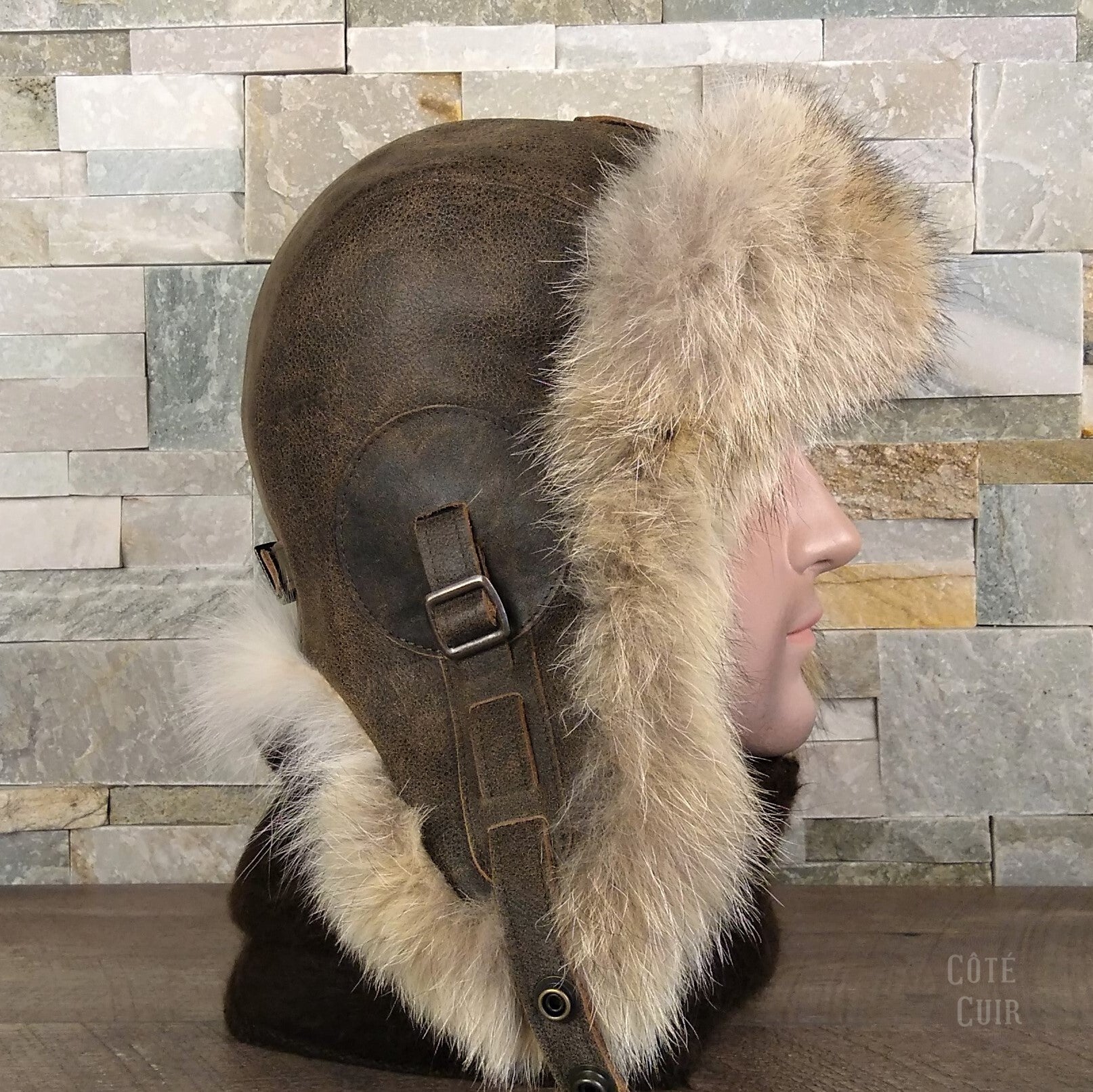 Coyote fur aviator hat