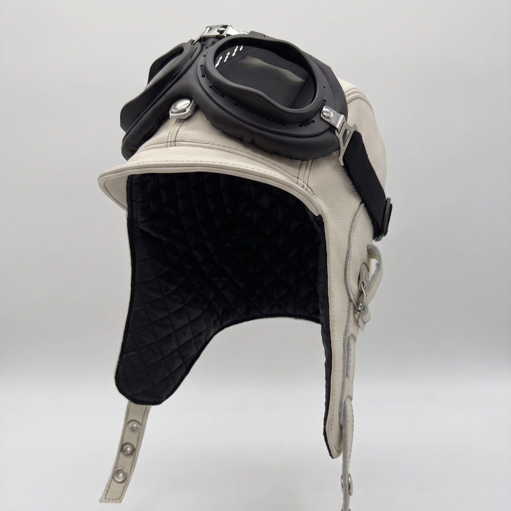 Cream Leather Aviator Hat – Simon Model