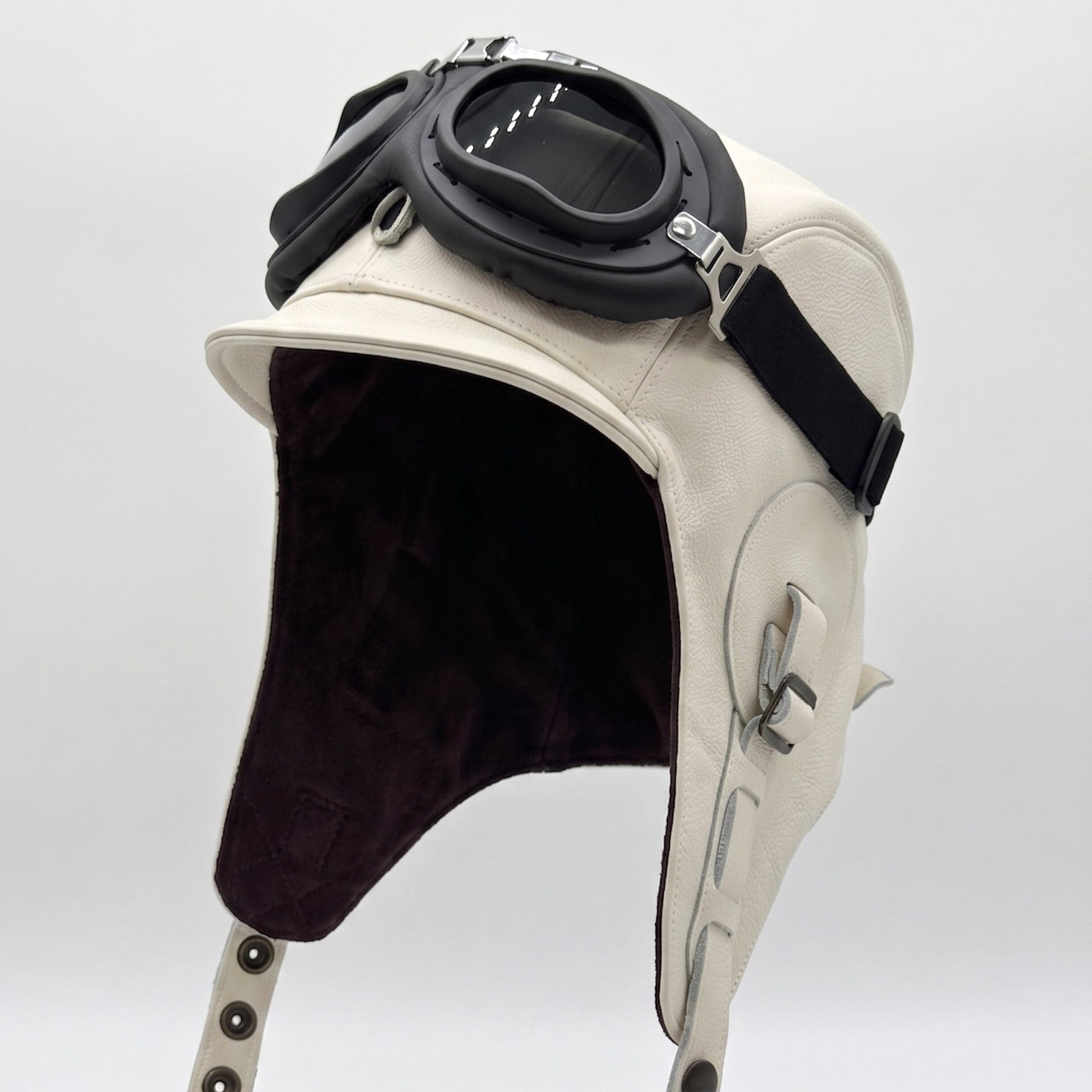 Cream Leather Aviator Hat – Simon Model