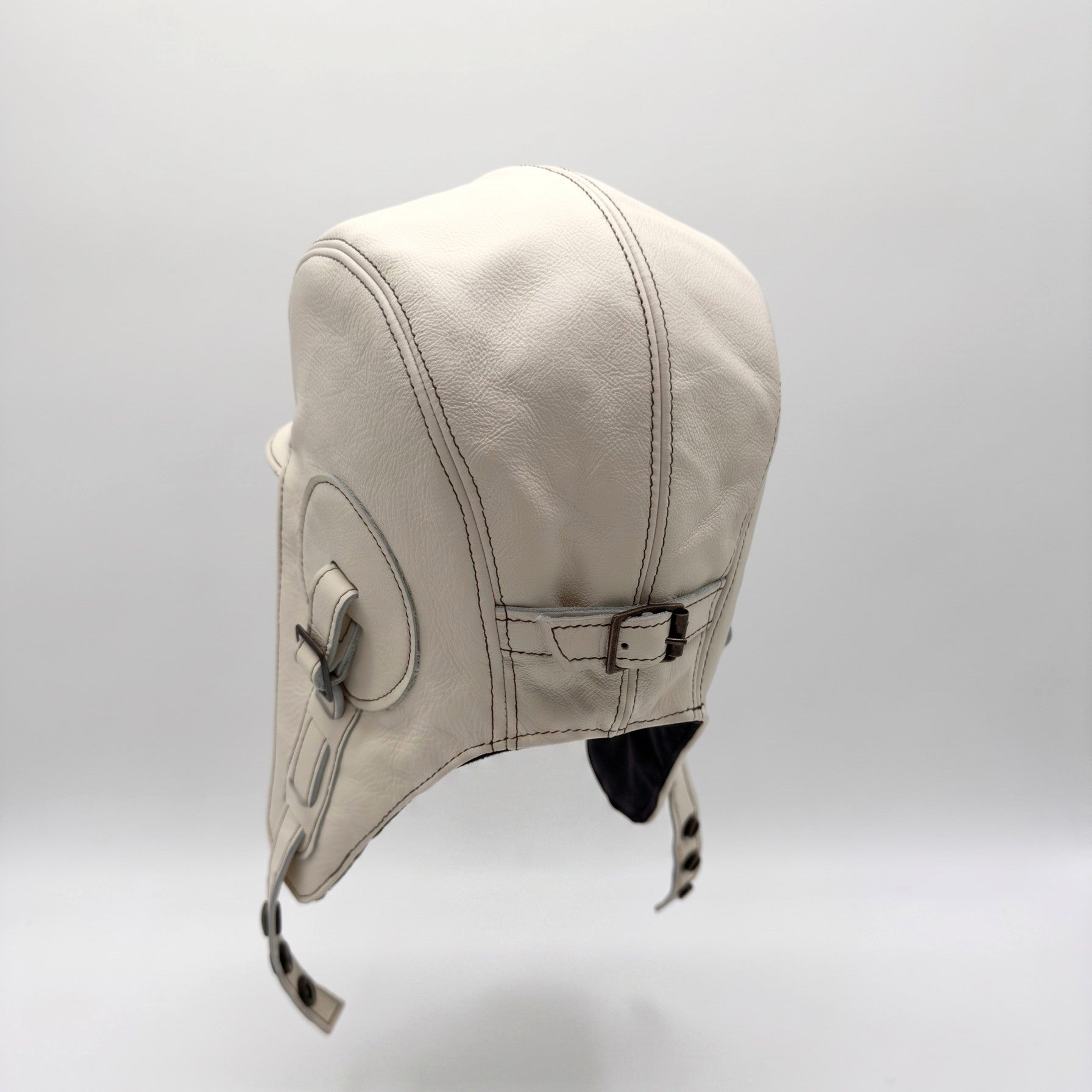 Cream Leather Aviator Hat – Simon Model
