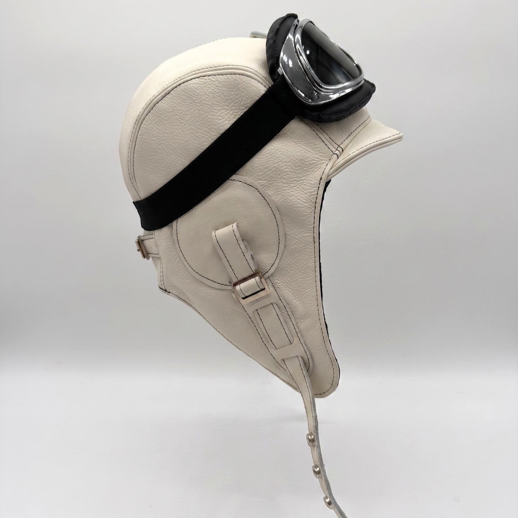 Cream Leather Aviator Hat – Simon Model