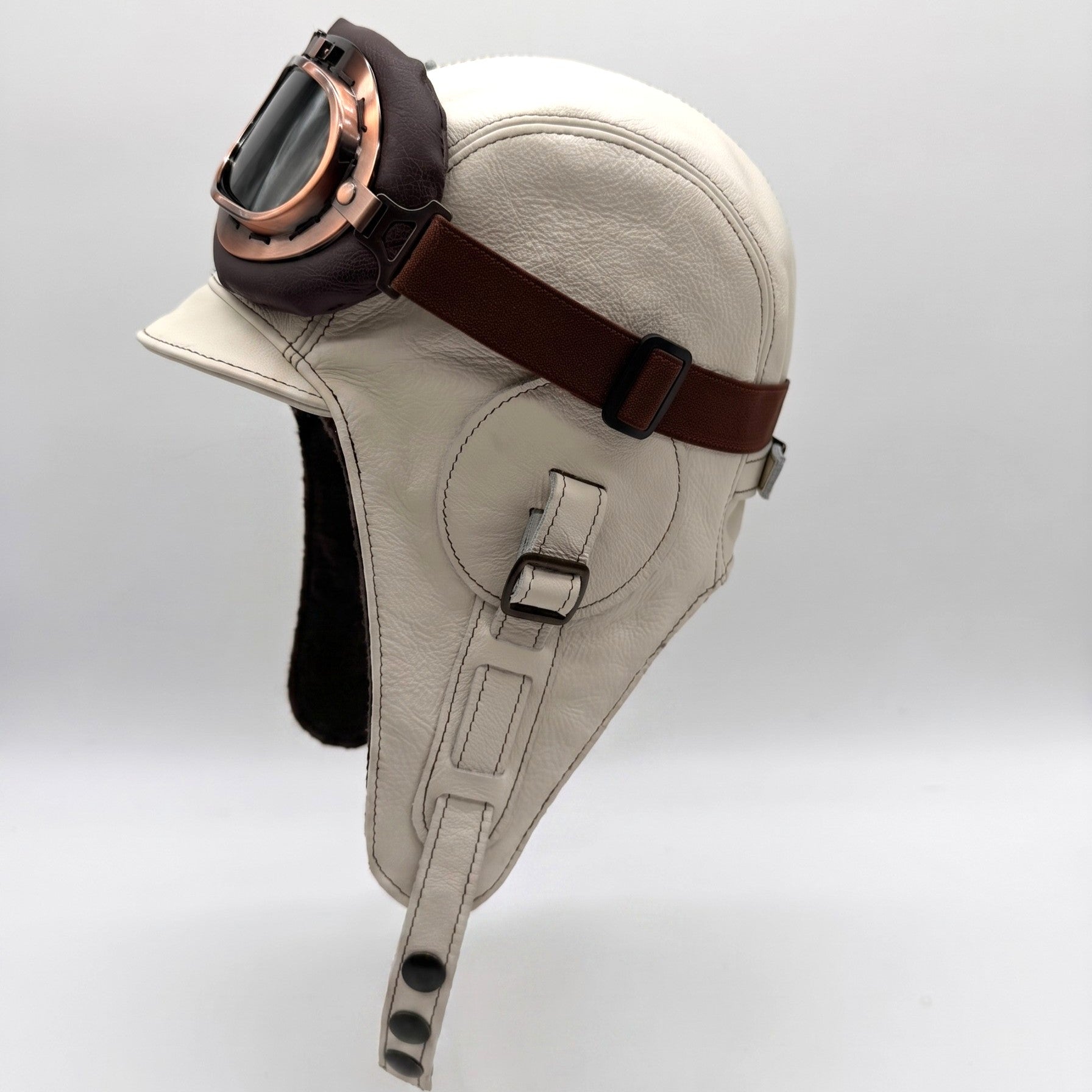 Cream Leather Aviator Hat – Simon Model