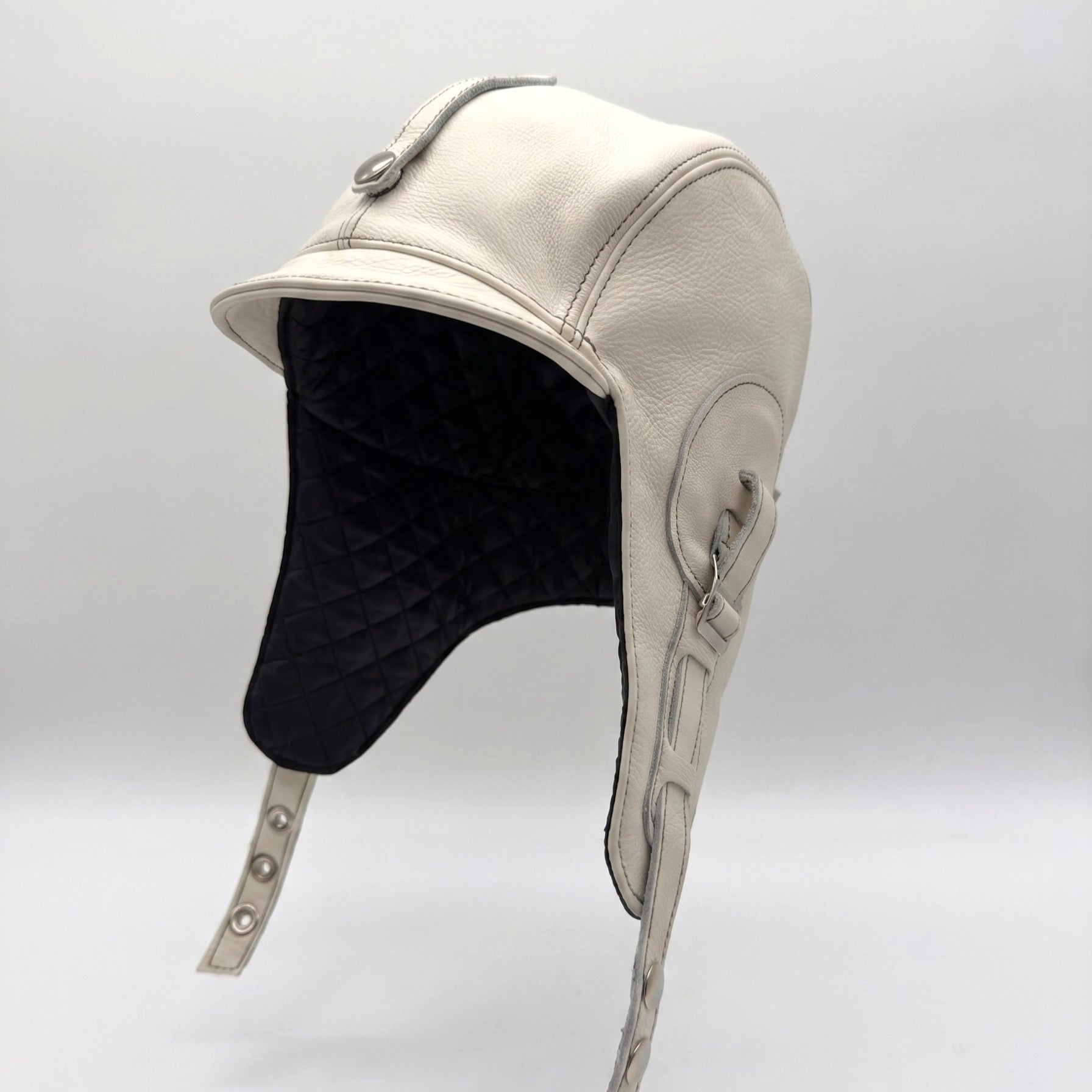 Cream Leather Aviator Hat – Simon Model
