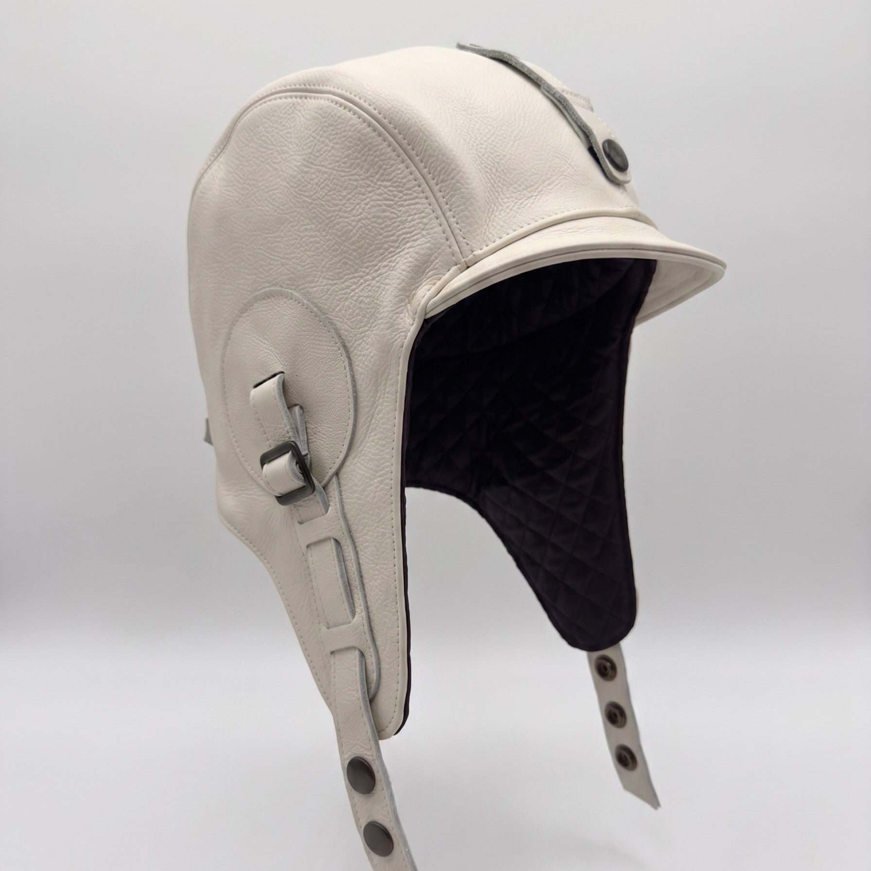 Cream Leather Aviator Hat – Simon Model