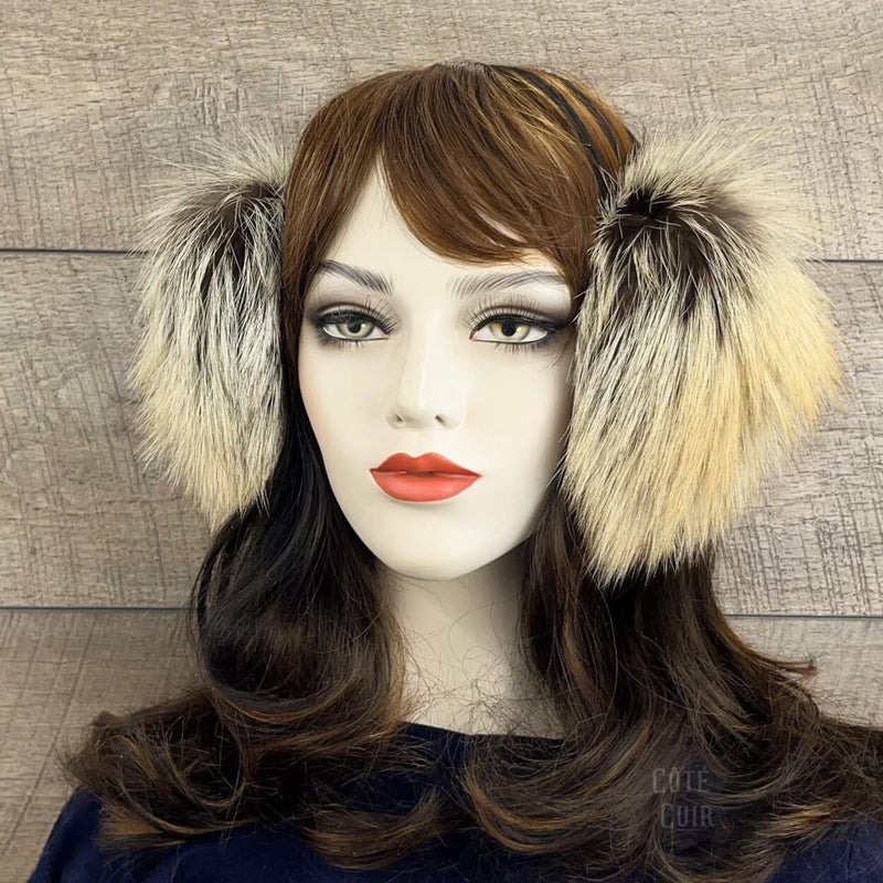 Fox fur earmuffs womens