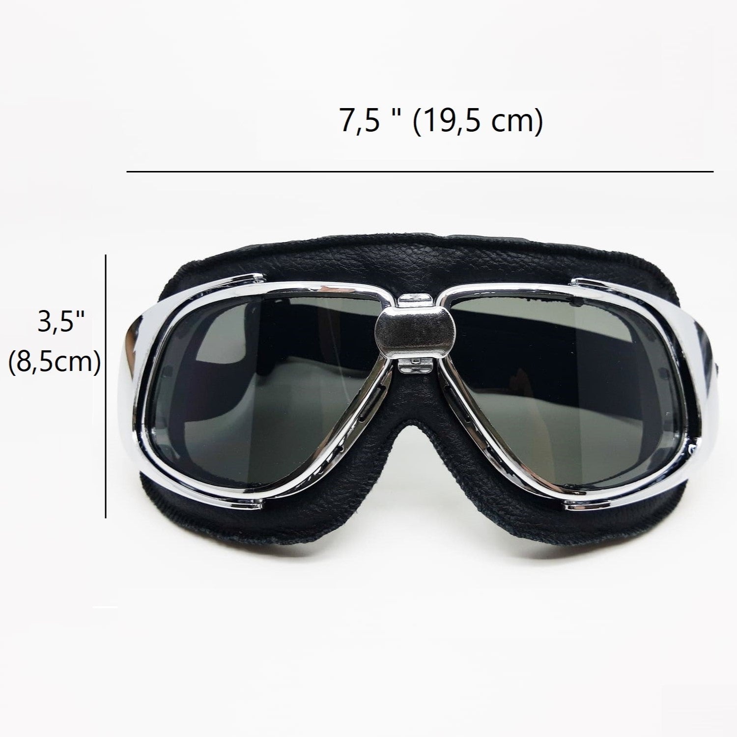 Chrome and Black Vintage Aviator Goggles