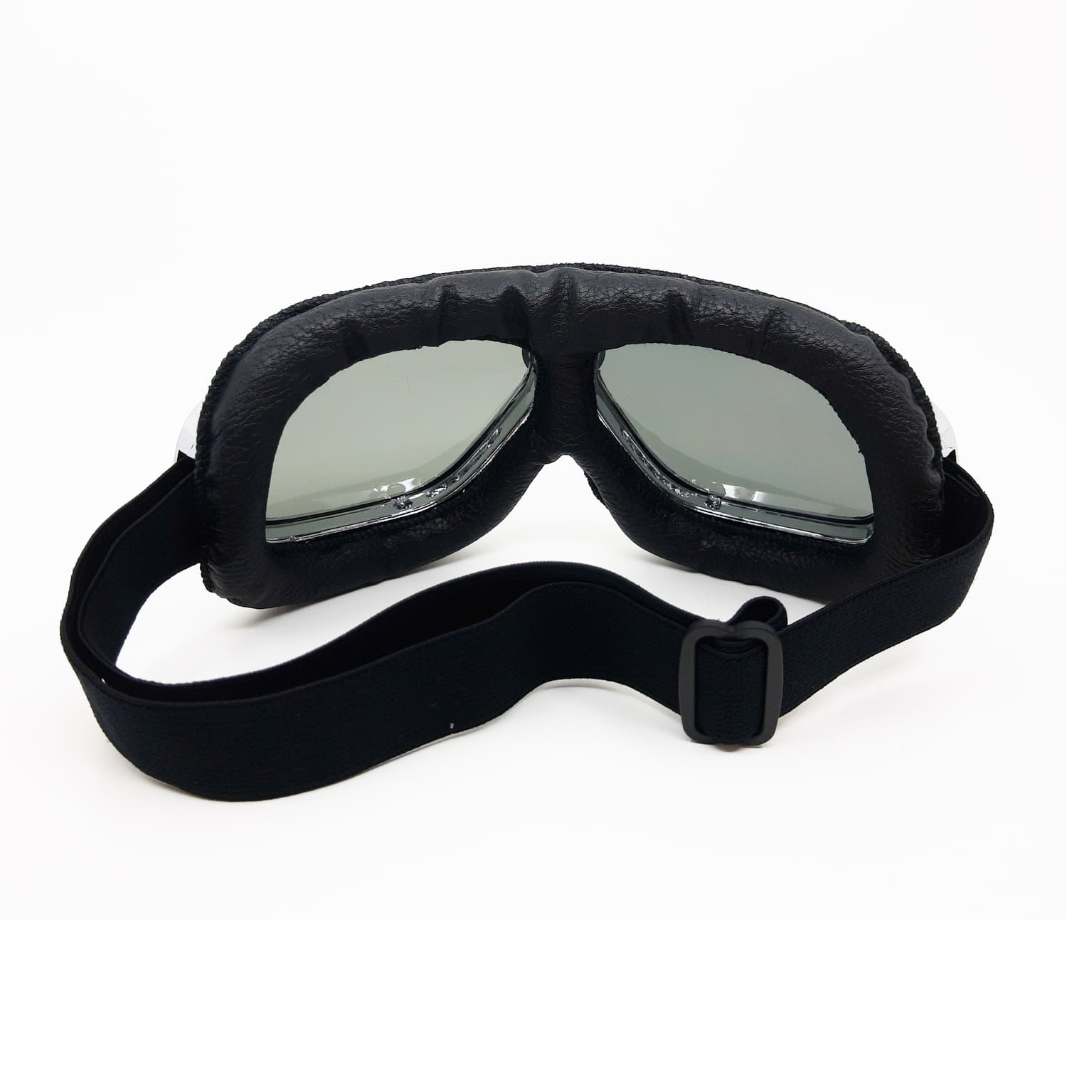 Chrome and Black Vintage Aviator Goggles