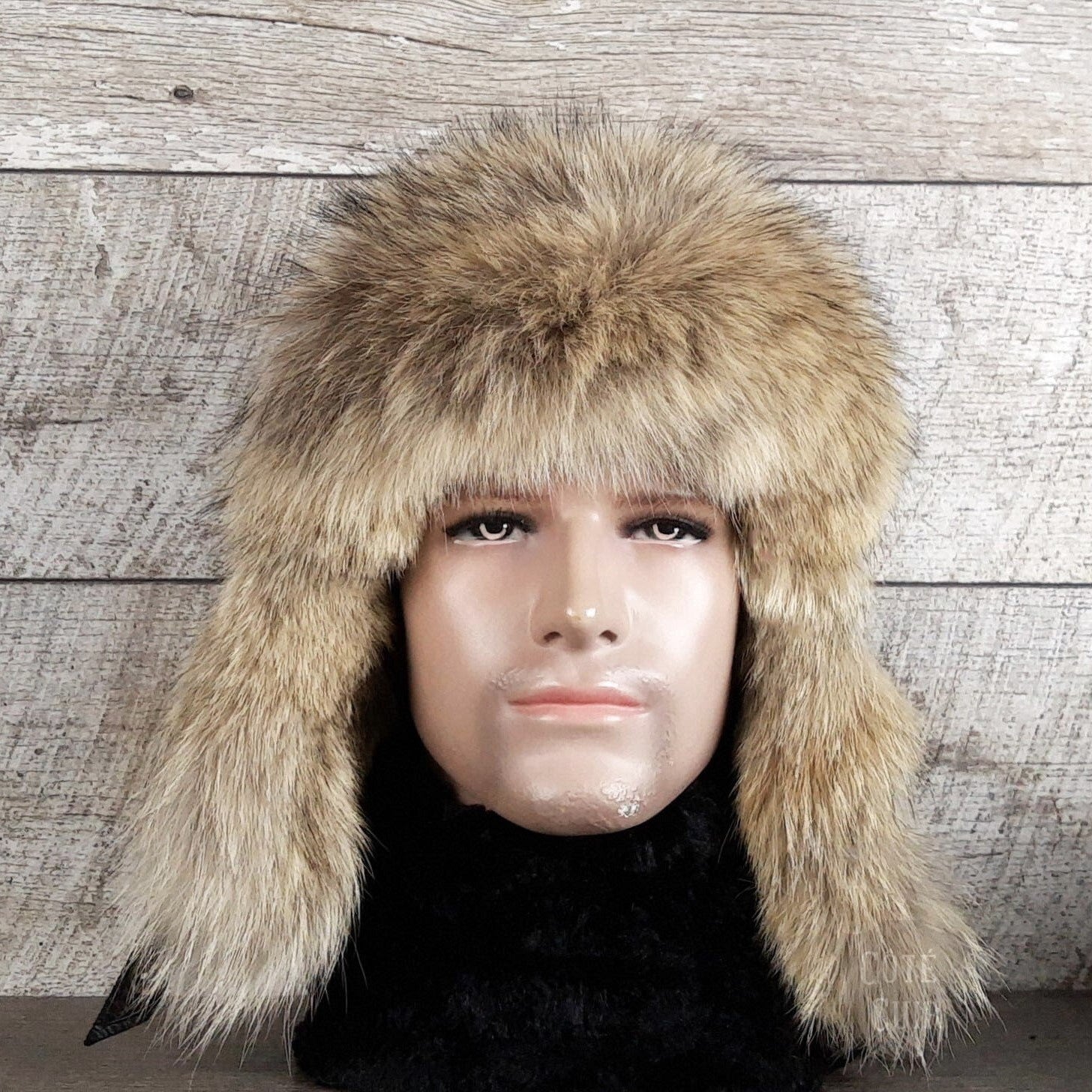 coyote fur aviator hat