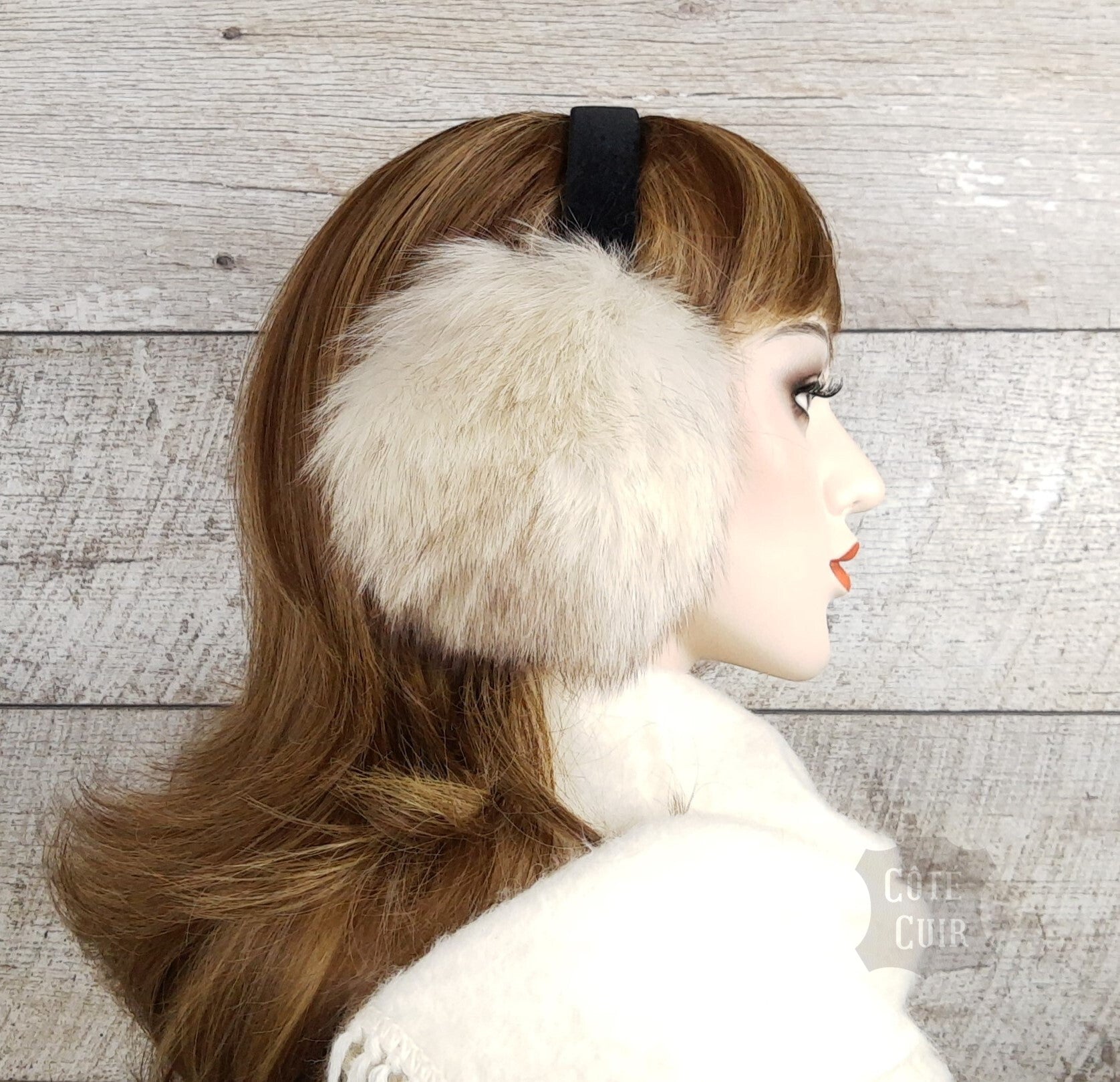 pale fur earmuffs