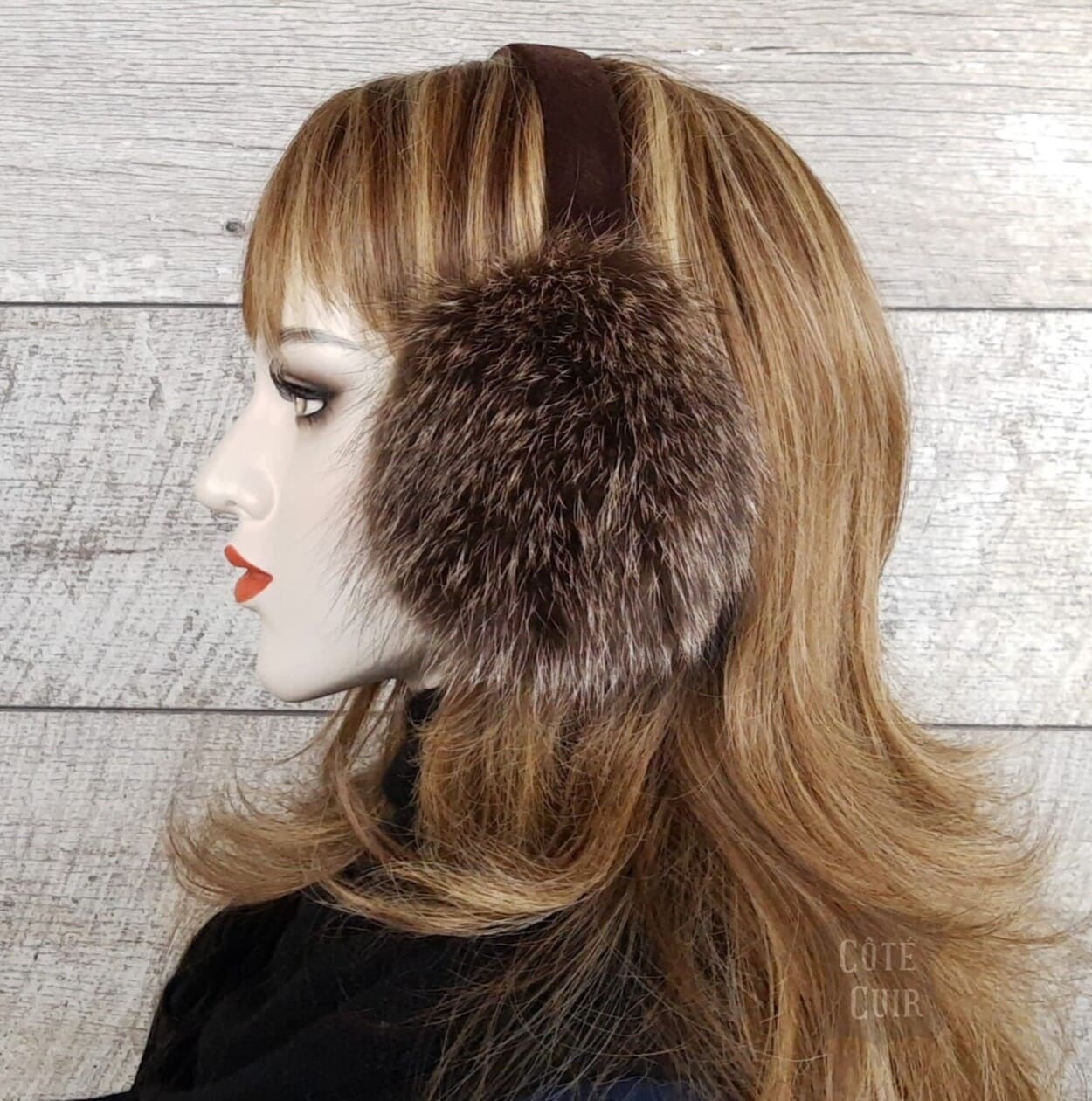 Raccoon fur earmuffs
