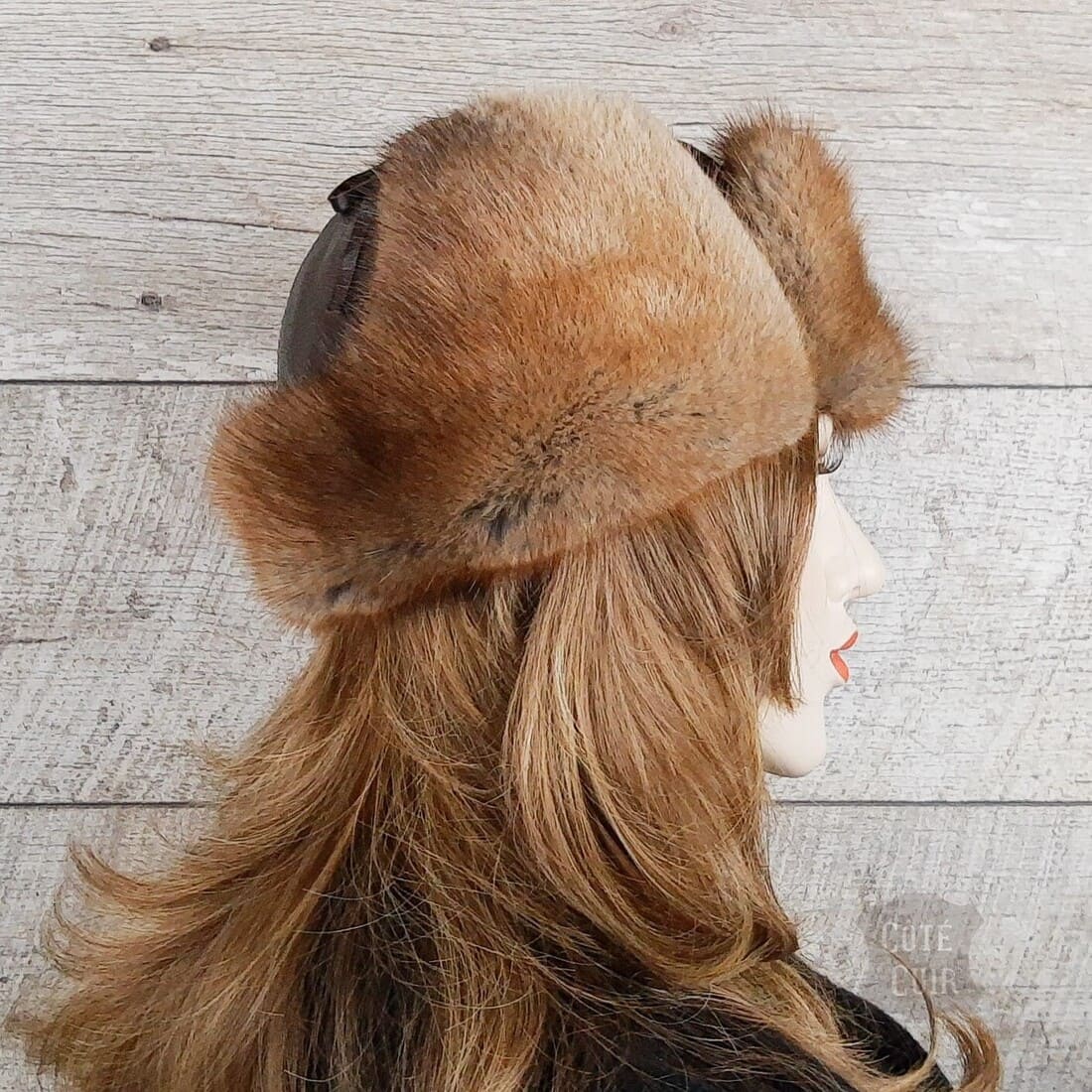 muskrat fur ushanka for women