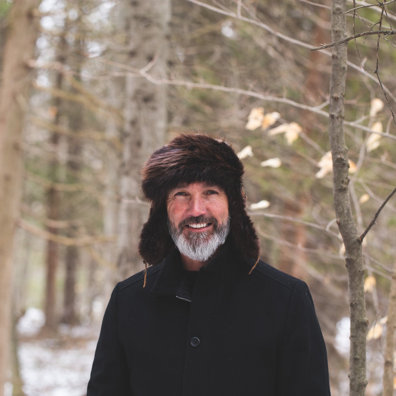 Beaver Fur Trapper Hat, Brown Leather