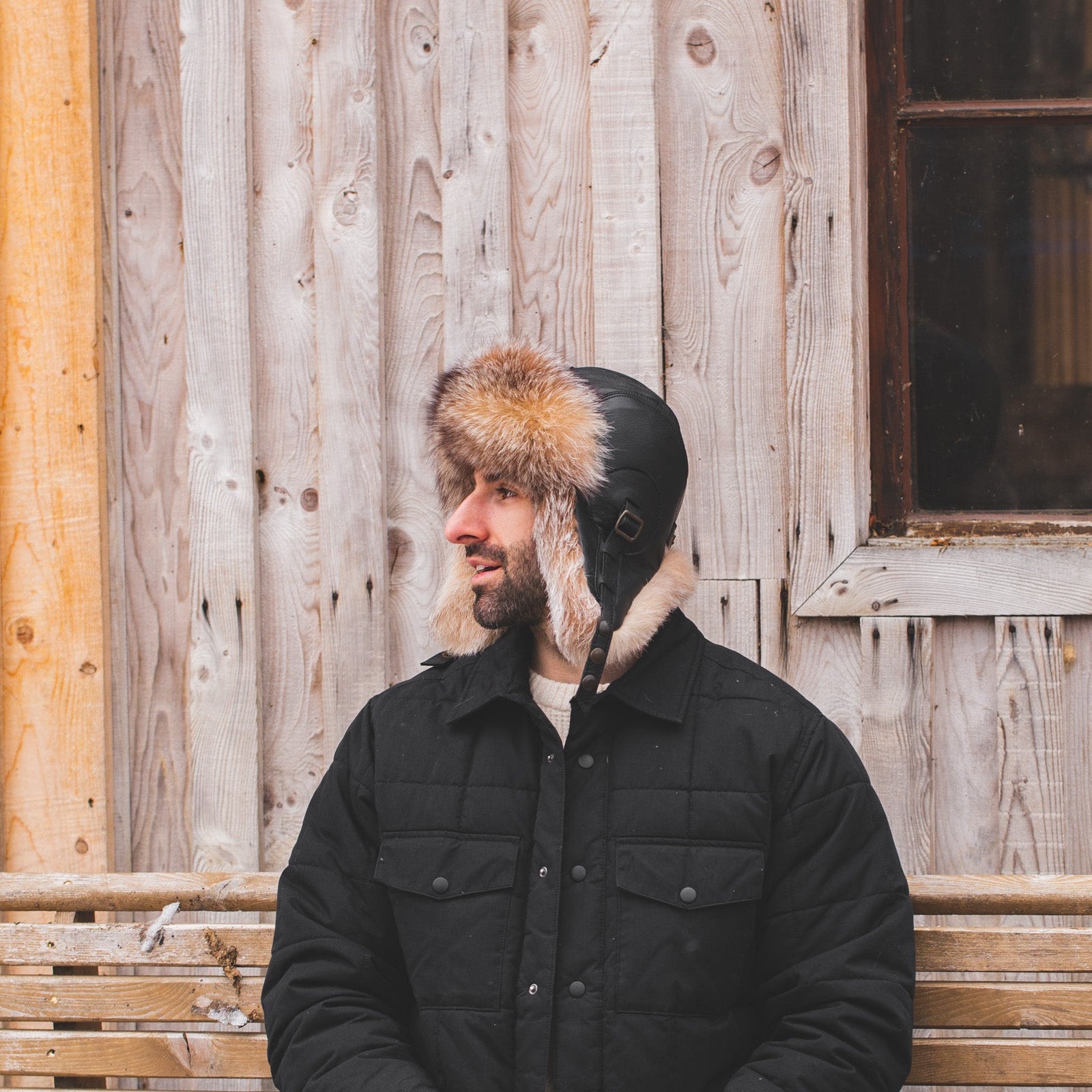 Coyote Fur Aviator Hat - Simon Model