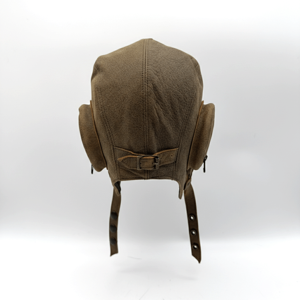 Casque aviateur en cuir marron antique - Modèle William