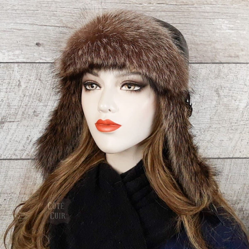 womens fur aviator hat
