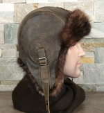 Beaver fur and leather hat