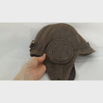 Brown Leather Aviator Hat For Headphones - Henry Model