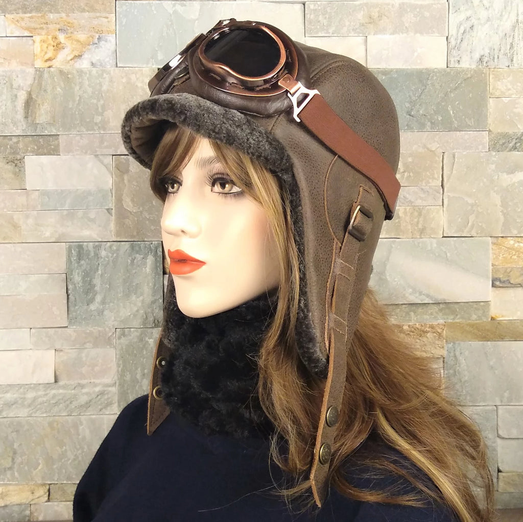 Shearling aviator hat for women